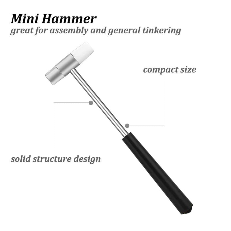 Dual Head Small Hammer, 7 Inches, Plastic Head and Metal Head, Black Plastic Grip, Double face Jewelry Mallet, Mini Hammer for Crafts, Watch, Tuning, Woodworking, Toys, DIY, Leather, Instruments Ergonomic Grip