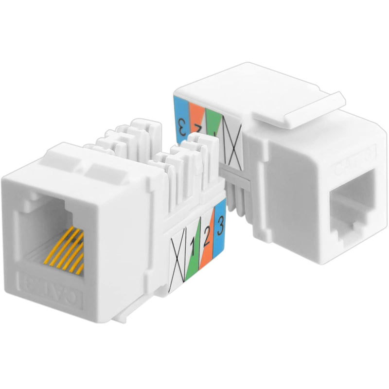 NECABLES (2 Pack) CAT3 Telephone Keystone Jack Phone Keystone Jack Punch Down Type 110 IDC to RJ11/RJ12 6P6C Female White