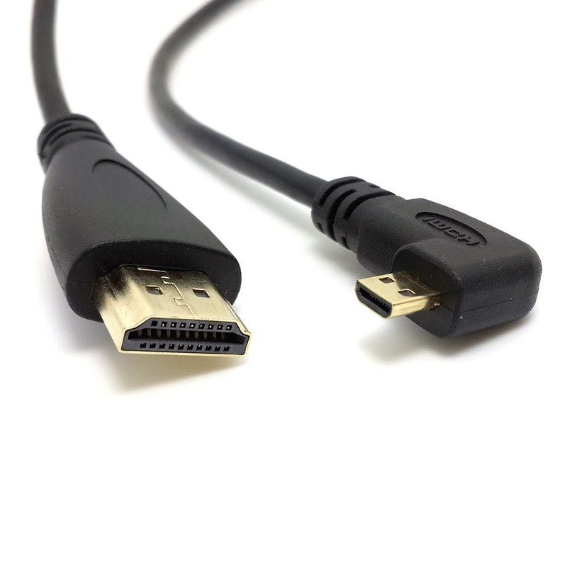 CY Right Angled 90 Degree Micro HDMI to HDMI Male HDTV Cable 150cm for Cell Phone & Tablet 1.5m