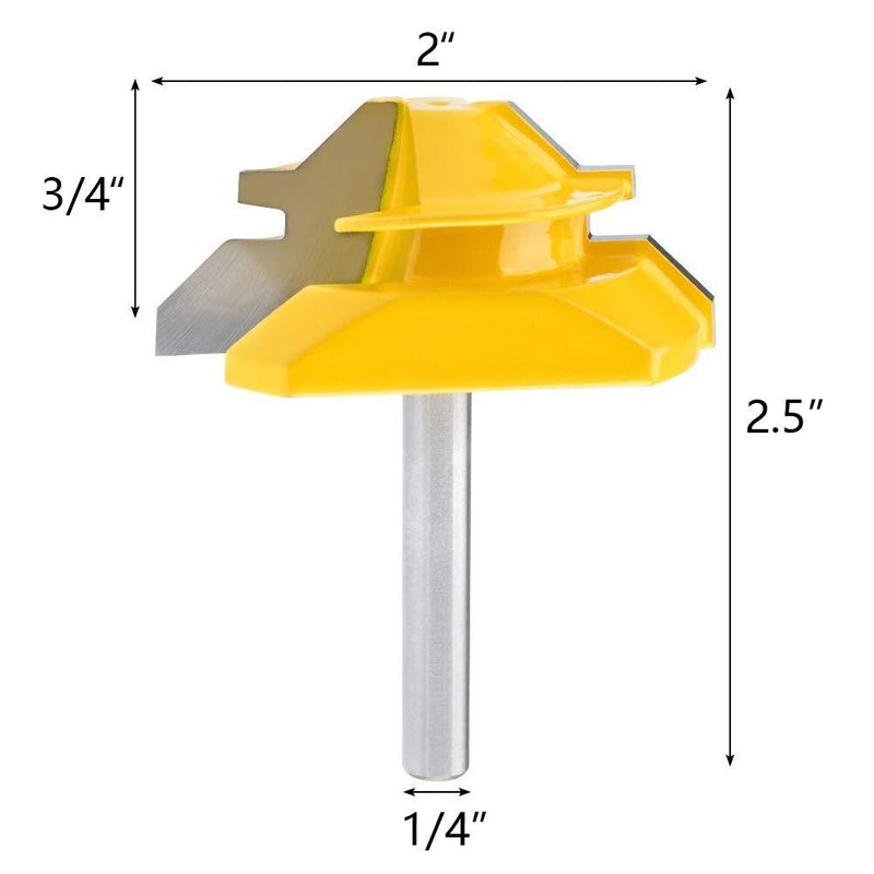 Meihejia 1/4 Inch Shank 45 Degree Lock Miter Router Bit 3/4 Inch Stock Joint Router Bit Woodworking Cutter Tool