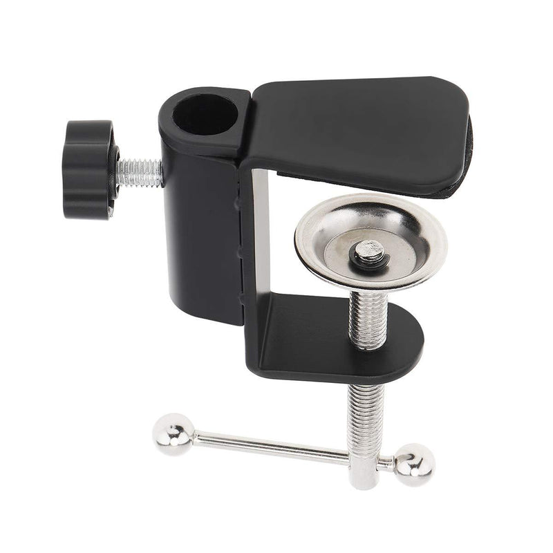 RTNLIT Universal C Shape Table Mount Clamp for Microphone Suspension Boom Scissor Arm Stand Holder with Adjustable Positioning Screw, Fits up to 1.77"/4.5cm Desktop Thickness-Black Black