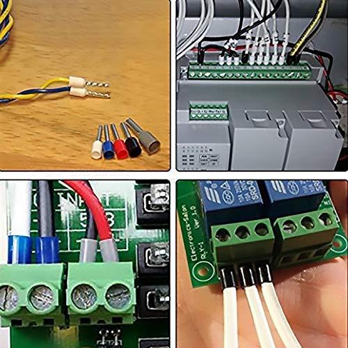 XHF 1000 PCS AWG 24 Ferrule Crimper Plier Insulated Crimp Pin Terminal Cord End Terminals, Wire Ferrules Terminals, Wire Connector, Insulated Cord Pin End Terminal White