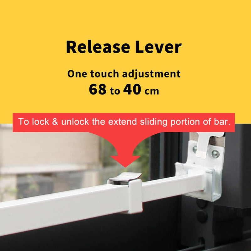 Greatim GT-DB004 Home Security Window Bar, Egress Window Lock, Vertical Bar for Window Dowel Security (15.7~26.75 inch) 15.7~26.75 inch