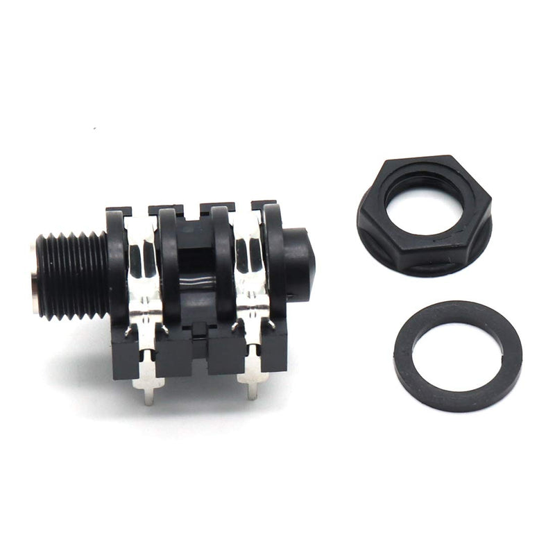 Luomorgo PCB Panel Mount 4 Pin 1/4" 6.35mm Female Socket Mono Headphone Jack Silver Thread 20pcs