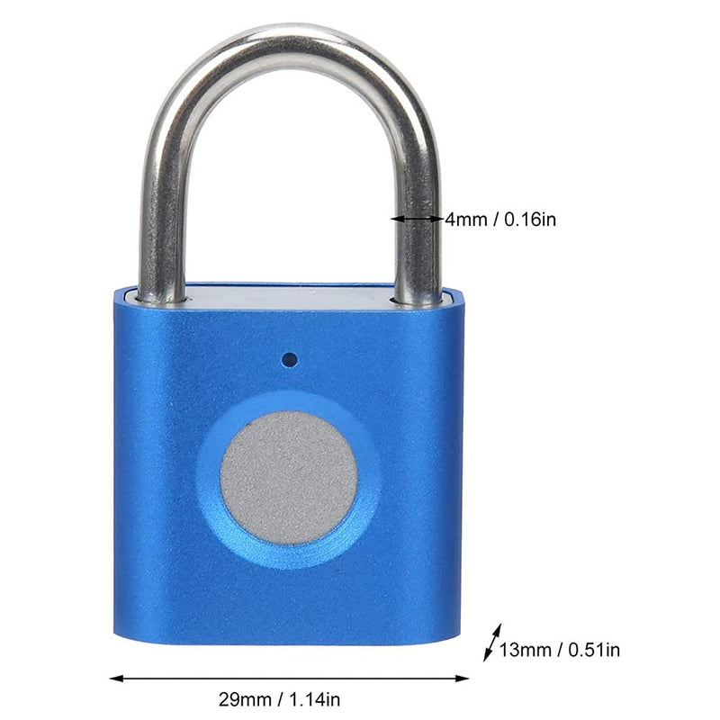 Fingerprint Gym Lock [2-Pack, Blue & Red] eLinkSmart Mini Fingerprint Padlock, Colourful Metal Keyless Thumbprint Lock for Luggage, School Bag, Toolbox, Gym Locker R+B