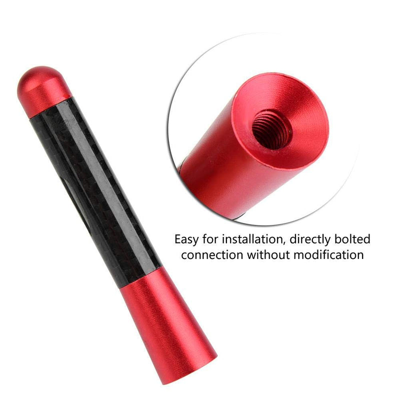 Acouto Car Antenna 3 Inch Carbon Fiber Universal Car Modification Screw Radio Antenna Short Car Antenna Aerial Replacement (Red) Red