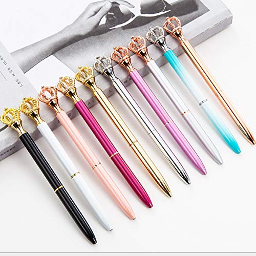 Sherry 4Pcs Gel Ink Roller Ball Pen Ballpoint Pen Crown Crystal Metal Pens Silver Crown-Silver(4Pcs)