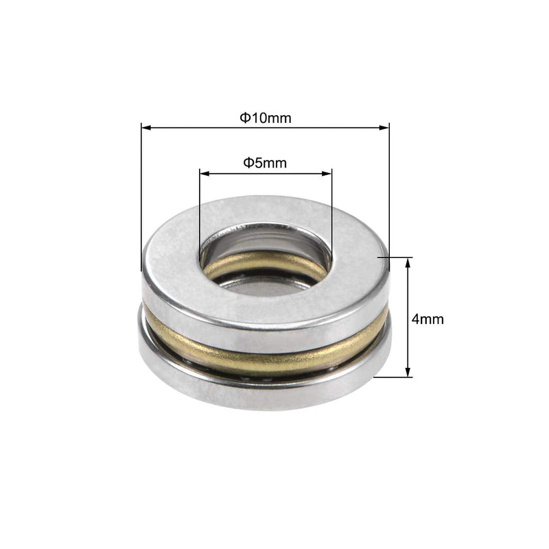 uxcell F5-10M Thrust Ball Bearings 5mm x 10mm x 4mm Chrome Steel Single Direction 10pcs 5mmx10mmx4mm