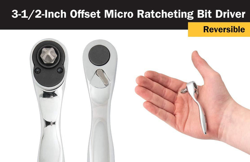 Titan 11207 3-1/2-Inch Offset Micro Ratcheting Bit Driver Offset Bit Driver