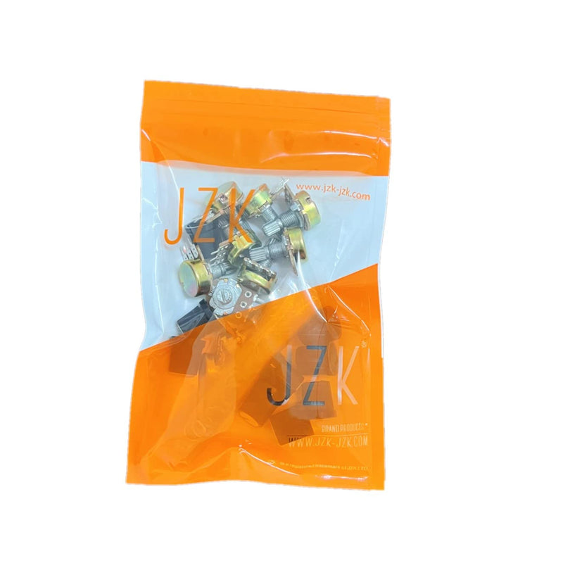 JZK 10pcs B10K Potentiometer Knob with 6mm Shaft, Rotary Volume with Linear Taper B 10k Potentiometer Knob, B10K Ohm Rotary Potentiometer with 3 Terminals with Cap, Nuts and Washer
