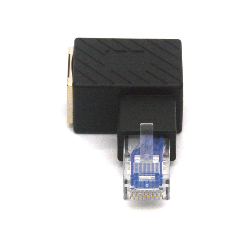GLHONG Angled RJ45 Ethernet Adapter, 90 Degree RJ45 8P8C Male to Female Cat5e Cat6 Network Patch Connector 2Pcs (Right) Right