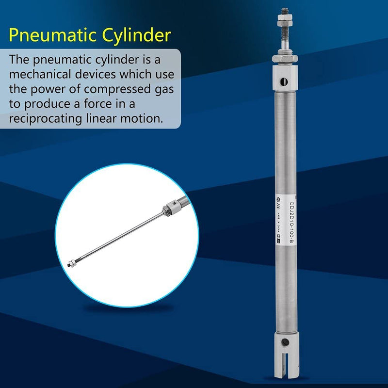 Air Cylinder, CDJ2D10-100-B Mini Double-Acting Stainless Steel Pneumatic Air Cylinder 10mm Diameter 100mm Stroke