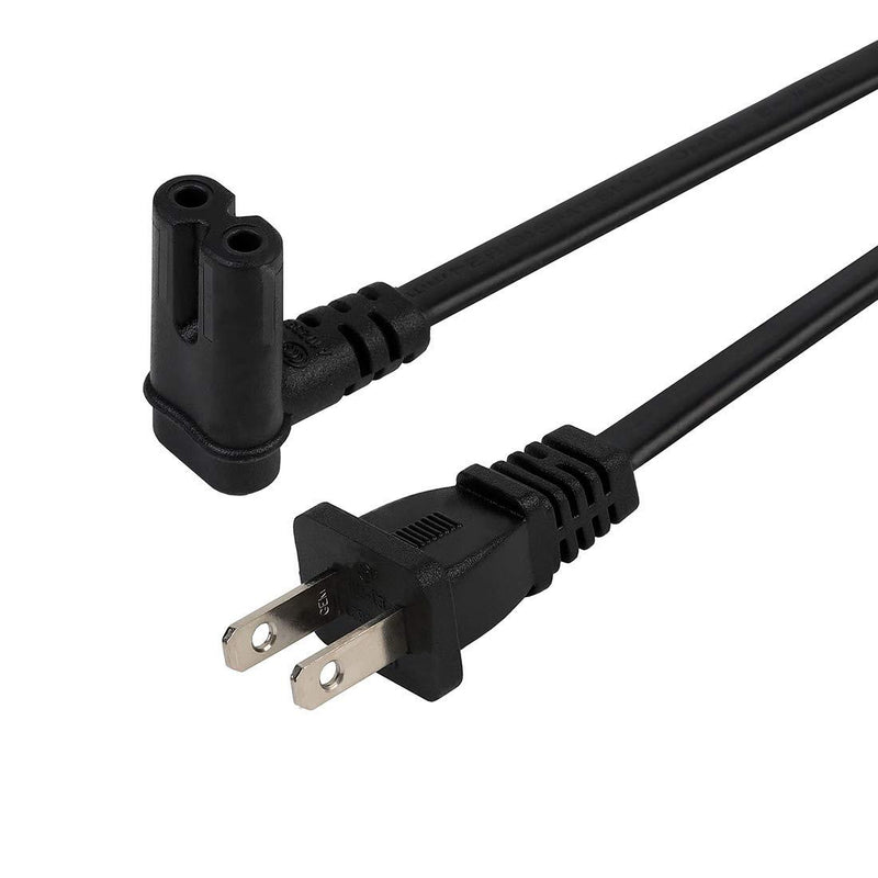 TV Power Cord 12FT US 2 Prong to IEC 320 C7(Figure 8) Right Angle-Down Angle AC Power Cord,Upward Downward Angled Figure 8 (C7) Replacement Cord for LED LCD TV Monitor Apple TV, Sony PS4, PS3 Slim
