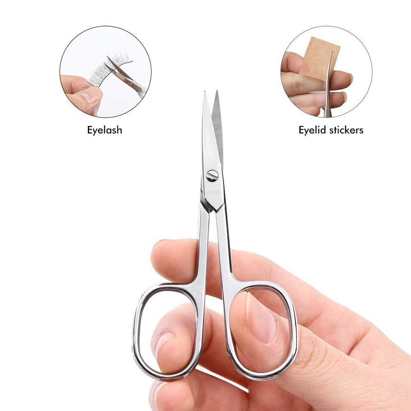 LIVINGO Premium Curved and Rounded Nose Hair Scissors for Men, 2 PC Set Nail Cuticle Manicure Scissors Shears Kit for Beard/ Mustache, Ear, Facial Hair, Eyebrows, Eyelashes for Women