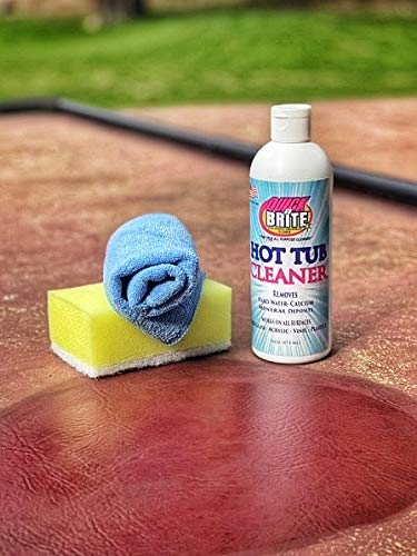 Quick N Brite Heavy Duty Hot Tub Cleaner with Sponge and Cloth for Spaâ€™s, Jetted Tubs, Whirlpools,Â Cleans Body Oils, Grease, Hard Water Spots, Vinyl Covers, Fiberglass, Filters, 16 oz, 1-Pack