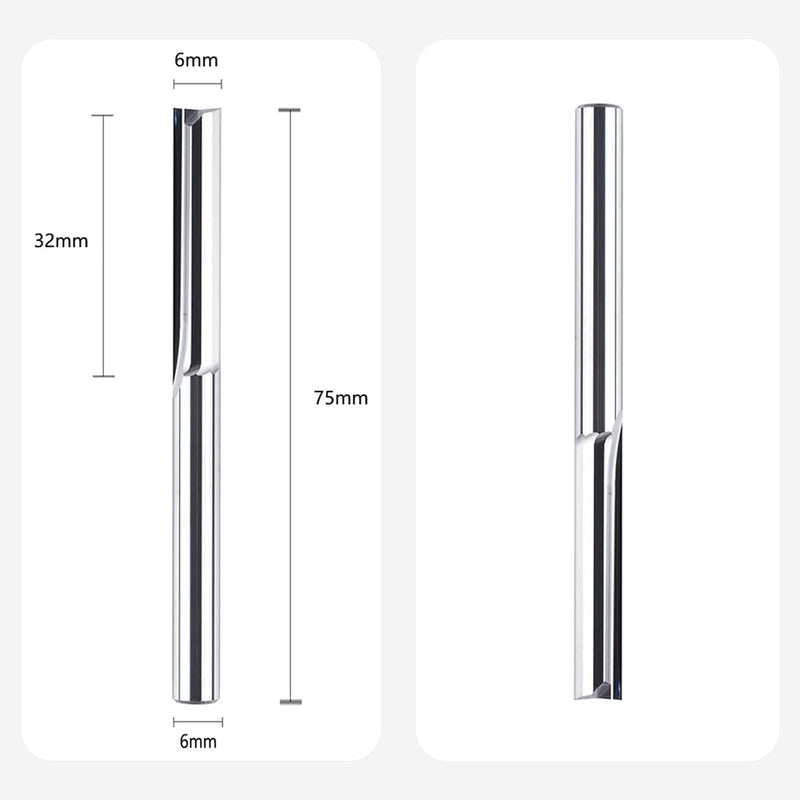SpeTool 2 Flutes Straight Milling Cutter 6 mm Shank x 32 mm Cutting Length Solid Carbide End Mill CNC Milling Cutter for Wood MDF Acrylic