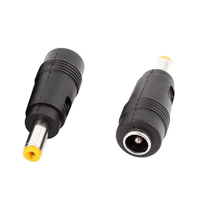 XMHF DC Power Converter Plug, 4.8mm x 1.7mm Male to 5.5mm x 2.1mm Female Jack Adapter Connector Black & Yellow Tip 10pcs