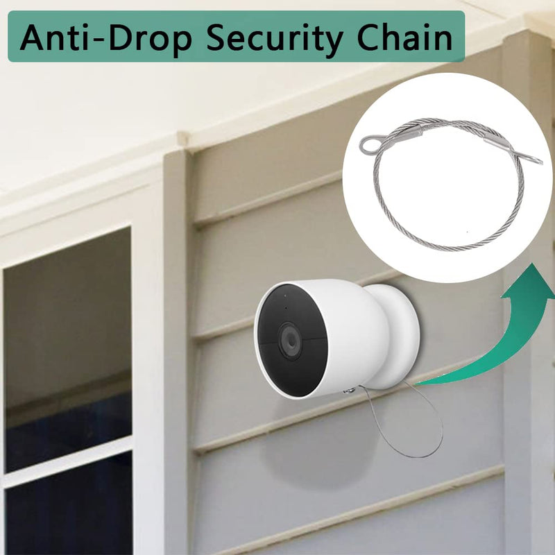 OYOCAM Anti Drop Security Chain Anti Theft Nest Camera Cable Compatible with Google Nest Cam Outdoor(Battery) Arlo Pro 4/3/Ultra Extra Protection Bundle Function for Cam, 2 Pack (Cam Not Included) 2 Packs-Anti Drop Security Chain