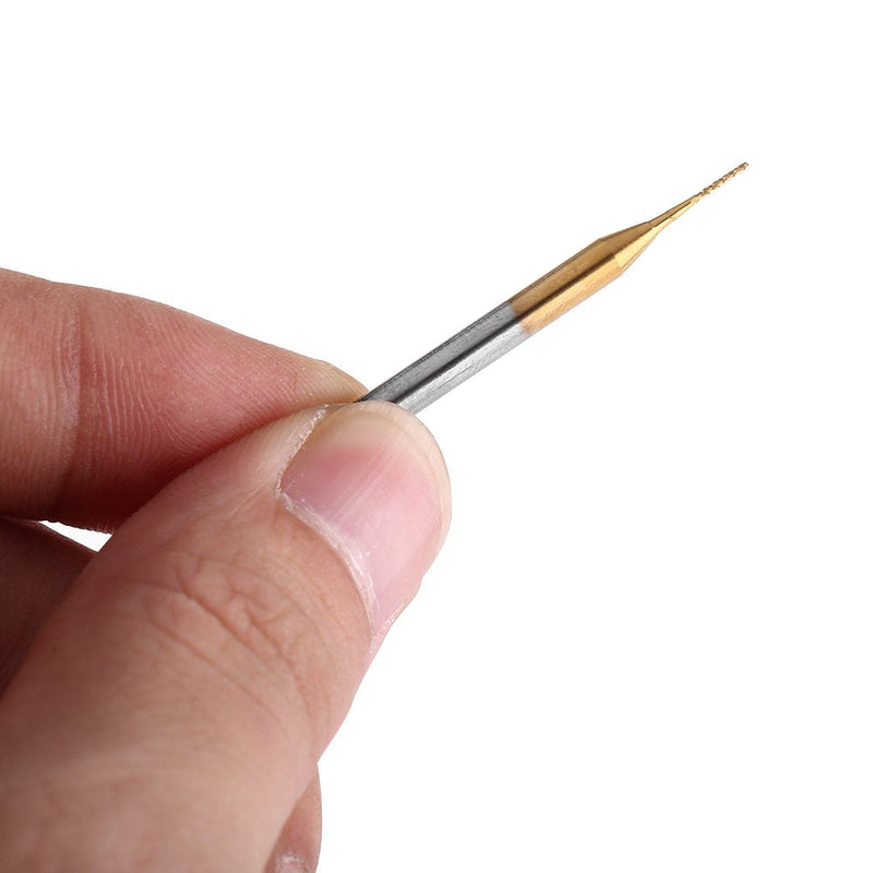 10pcs 3.175mm Shank Titanium Coating Tungsten Carbide End Mill Engraving Drill Bit for Corn Tip Board CNC SMT Rotary Milling Cutter 0.6mm Diameter