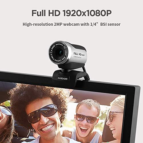 FHD Webcam 1080P, AUSDOM AW615 Computer Camera with Microphone USB Web Cam for Online Video Calling Skype YouTube Live Streaming Recording on Desktop Laptop PC Compatible with Mac Android Windows