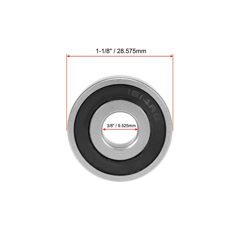 uxcell 1614-2RS Deep Groove Ball Bearing 3/8-inchx1-1/8-inchx3/8-inch Sealed Z2 Lever Bearings 4pcs