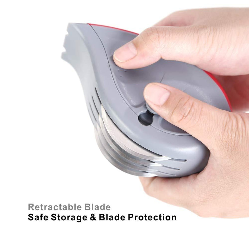 3-in-1 Herb Mincer-Roller Cutter, Leaf Stripper, Scraper- Retractable Blade for Safe Storage, Detachable for Easy Cleaning, 4 Sharp Stainless Steel Blades, Soft-touch Handle - by KITCHENDAO Herb Mincer-red