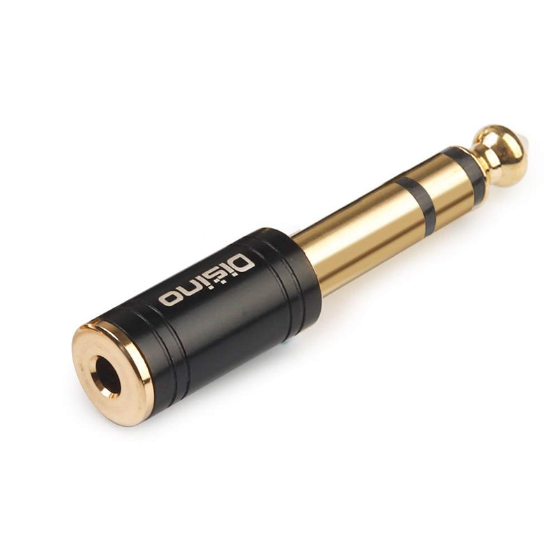 DISINO 1/4" to 3.5mm Stereo Headphones Adapter, New Upgrade Gold-Plated Pure Copper Mini Jack 1/8'' Female to 1/4'' Male Jack Plug Stereo Adapter for Headphone, Amp Adapte, Black - 1 Pack 635TRSM-35F-1P