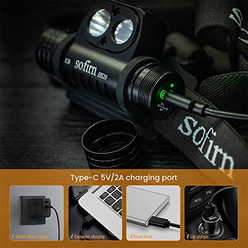 Sofirn HS20 LED Headlamp Rechargeable, 2700 High Lumen Headlight, Super Bright Head Flashlight with Floodlight and Spotlight, USB C Charging Port, Battery Inserted for Hiking, Camping, Emergency