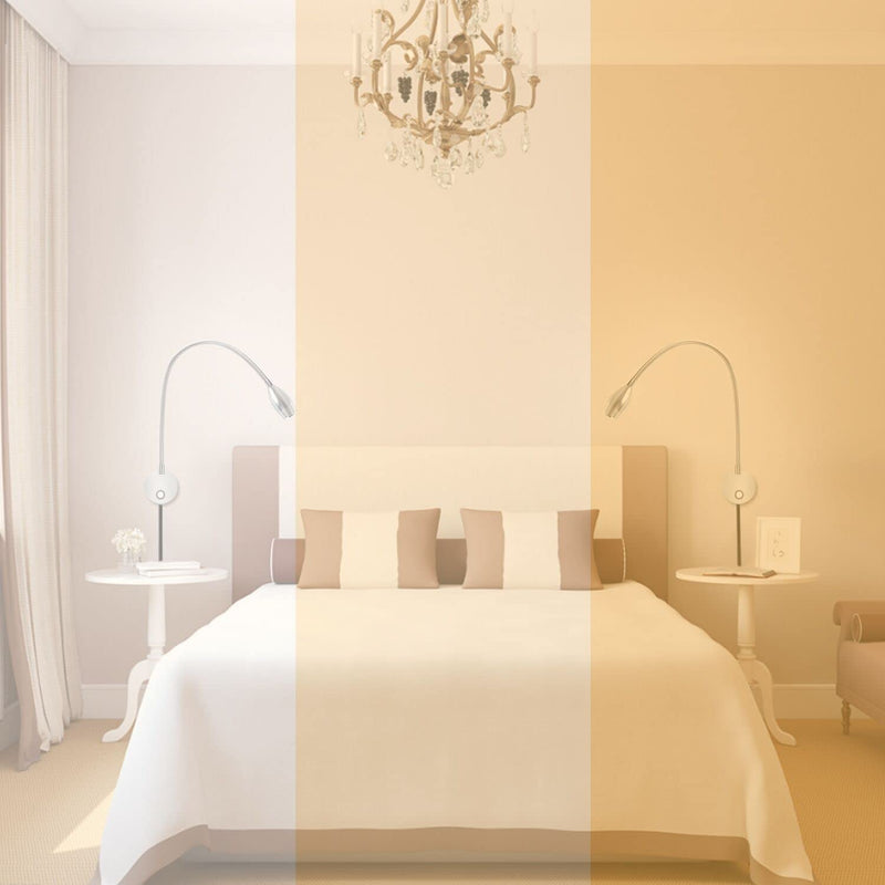 Adust Reading Light for Bed Headboard, Bed Reading Lamp, Bed Lights, Wall Mounted Reading Light, RV Boat Reading, DC 5V-240V 3W LED Touch Dimmable, 3 Color Temperature, 3000k, 4000k, 6000k 2 pack
