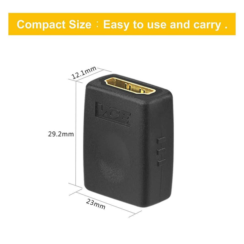 VCE HDMI Female to Female Coupler, Gold Plated High Speed HDMI Adapter Double Female HDMI Connector Support 3D 4K 1080P HDMI Cable Extender