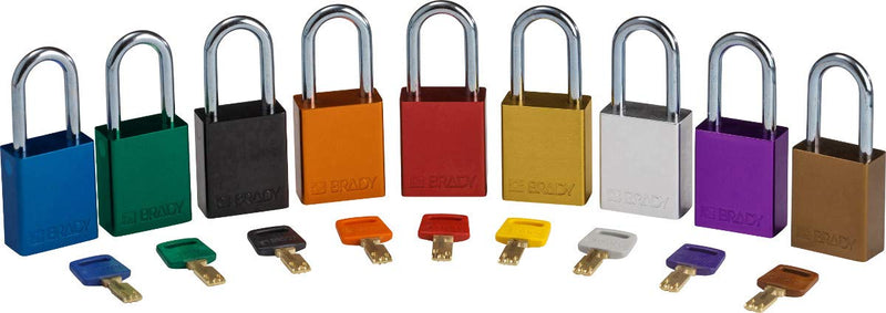Brady SafeKey Lockout Padlock - Aluminum - Red - 1.5" Steel Shackle Vertical Clearance - Keyed Different