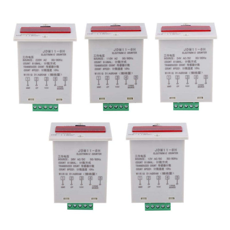 JDM11-6H Electronic Counter 6 Digits LED Digital Display Counter Relay Transducer Count Accumulating Counter (AC110V)