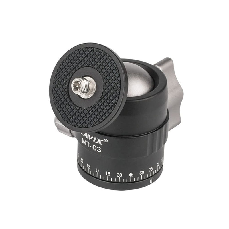 Mini Ball Head, CAVIX MT-03 Camera Panoramic Tripod Head Metal Ball Head with Arca Swiss Quick Release Plate Bubble Level Load Capacity 11 lbs/5 kg… Ball Dia. 25mm