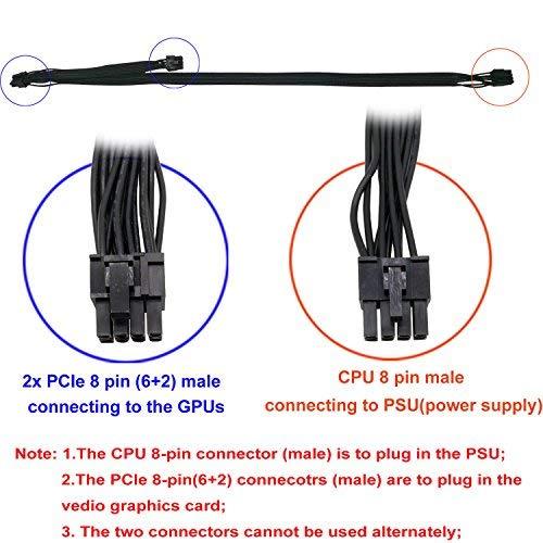COMeap ATX CPU 8 Pin Male to Dual PCIe 2X 8 Pin (6+2) Male Power Cable for Corsair Modular Power Supply 25-inch+9-inch (63cm+23cm)