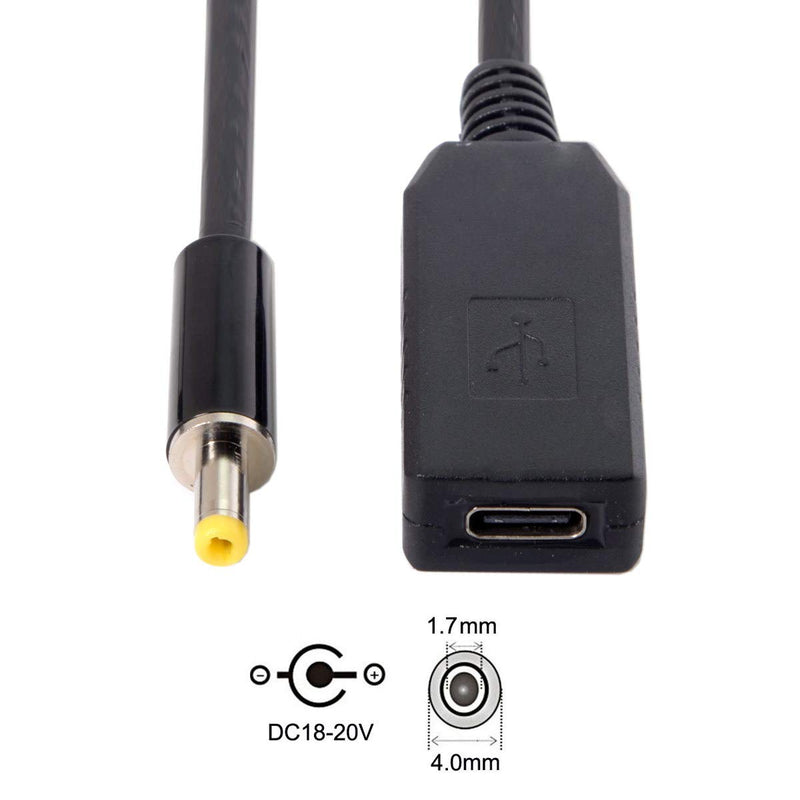 Cablecc USB 3.1 Type C USB-C to DC 20V 4.0x1.7mm Power Plug PD Emulator Trigger Charge Cable for Laptop DC 4.0-1.7MM