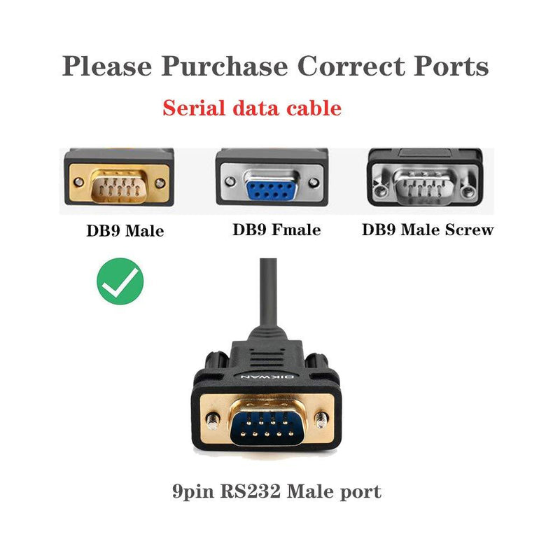 OIKWAN USB-Cto RS232 DB9 Serial Cable Male Converter Adapter with FTDI Chipset for Windows 10, 8.1, 8, 7, Vista, XP, 2000, Linux and Mac OS X 10.6 (10ft)… 10FT USB C to DB9