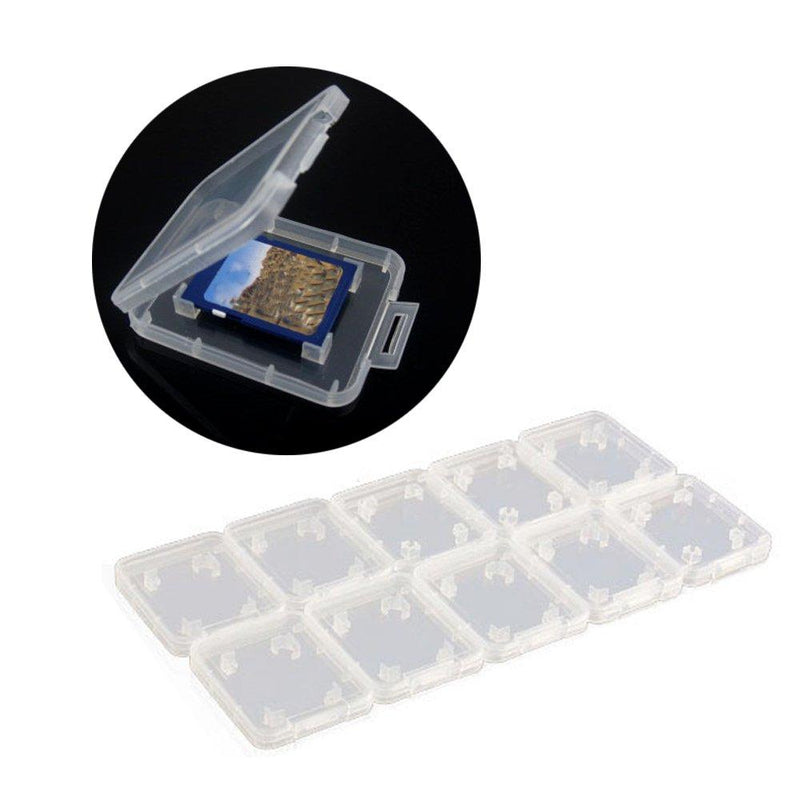 10 Pcs Plastic Memory Card Storage Case Compatible with SD MMC/SDHC PRO Duo White