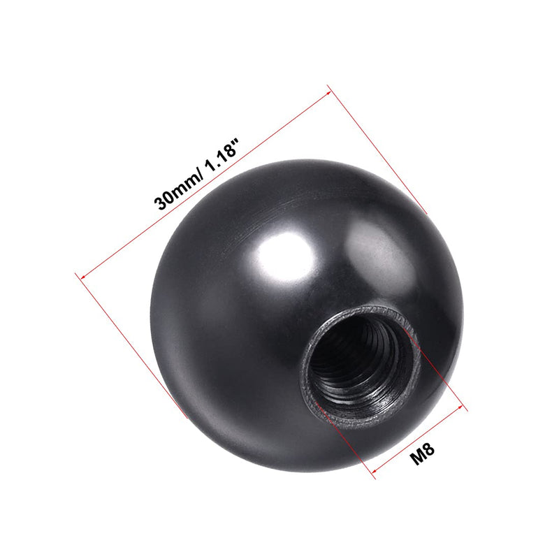 uxcell Thermoset Ball Knob M8 Female Threaded Machine Handle 30mm Diameter Smooth Rim Black