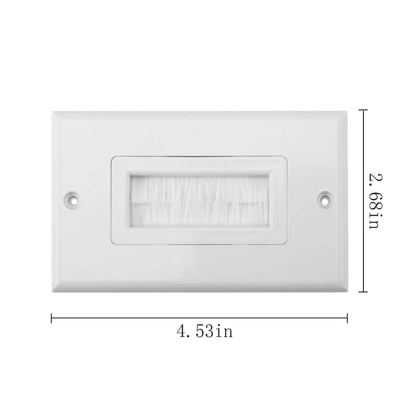 Maxmoral 1pc Brush Wall Plate Multi-Function Single Port Cover Outlet Wall Mount Multimedia Panel White 1