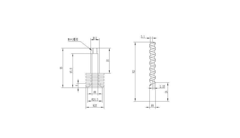 POLISI3D DIY Parts Pellet Feeding Screw Rod and Heat Break Tube Holder for Pellet extruder Large Format 3D Printer Accessories and Particle Blast Cleaning Machine use
