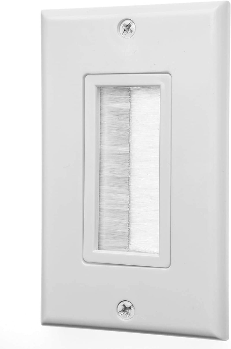 BestMounts Brush Wall Plate, Decora Style, Cable Pass Through Insert for Wires, Single Gang Cable Access Strap, Wall Socket for HDTV, HDMI, Home Theater Systems (1-Gang (2 Pack) - Brush) 1-Gang (2 PACK) - Brush