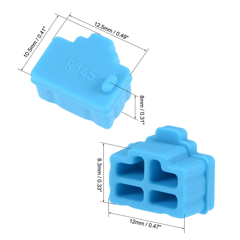 uxcell 20pcs RJ45 Silicone Protectors Ethernet Hub Port Anti Dust Cap Cover, Blue