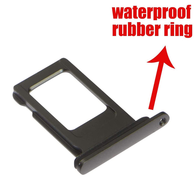 Perzework SIM Card Tray Holder Slot Replacement for iPhone XR (Black) with Waterproof Rubber Ring and Eject Pin (Single Sim Version) Black