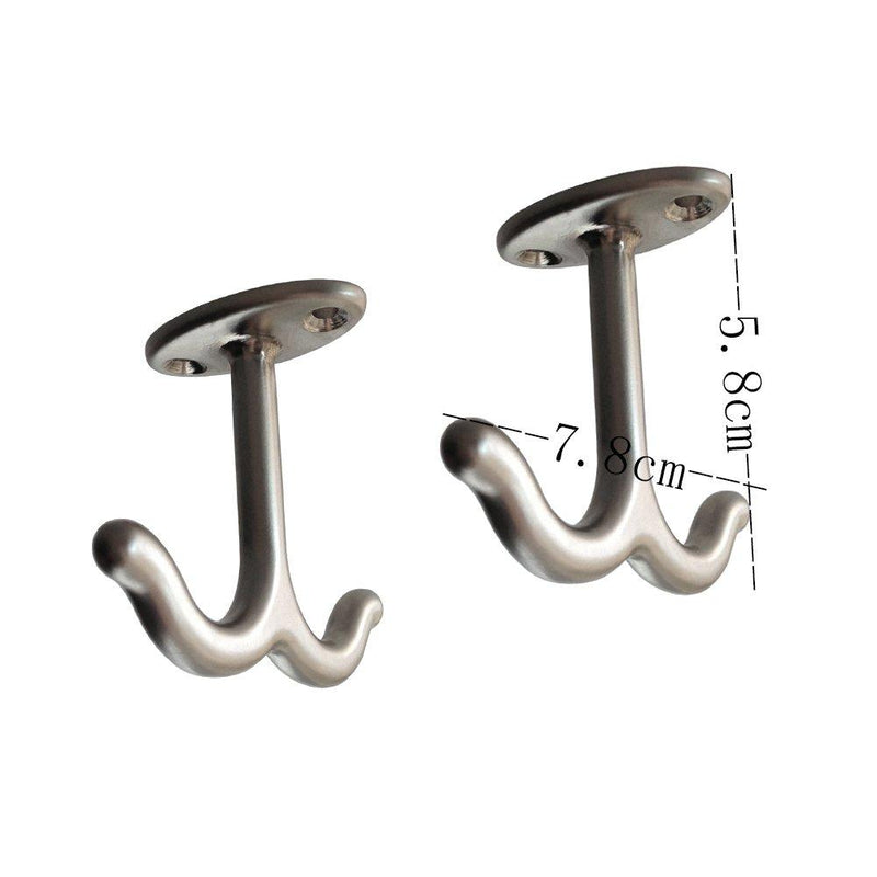 ROOS Zinc Alloy Double Prong Ceiling Hook Towel/Robe Clothes Hook for Closet Top Bathroom Kitchen Cabinet Garage Pack of 6 (6)