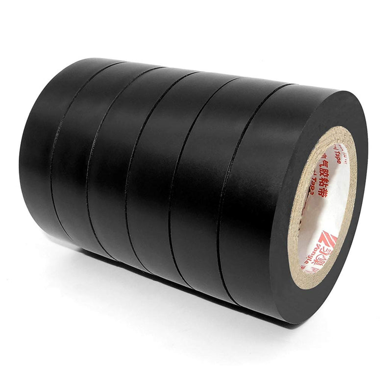 Dyeek 10 Pack 15mm×18m Electrical Tape Insulation Adhesive Tape PVC General Purpose Water Proof Flame Retardant Tape (Black) Black