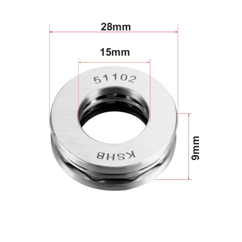 uxcell 51102 Thrust Ball Bearings 15mm x 28mm x 9mm Chrome Steel ABEC3 Single Row Roller 3pcs 15mmx28mmx9mm