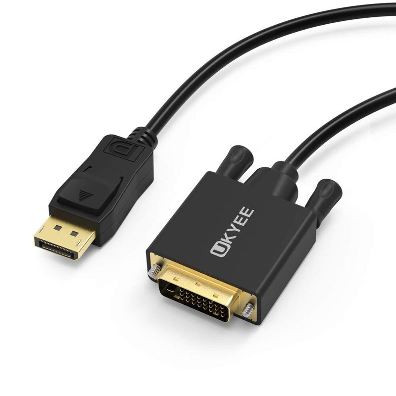 Displayport to DVI Cable 6 Feet 2-Pack, UKYEE Display Port(DP) to DVI-d Male to Male Adapter Cable Compatible with PC, Laptop, HDTV, Projector, Monitor, More- Gold-Plated