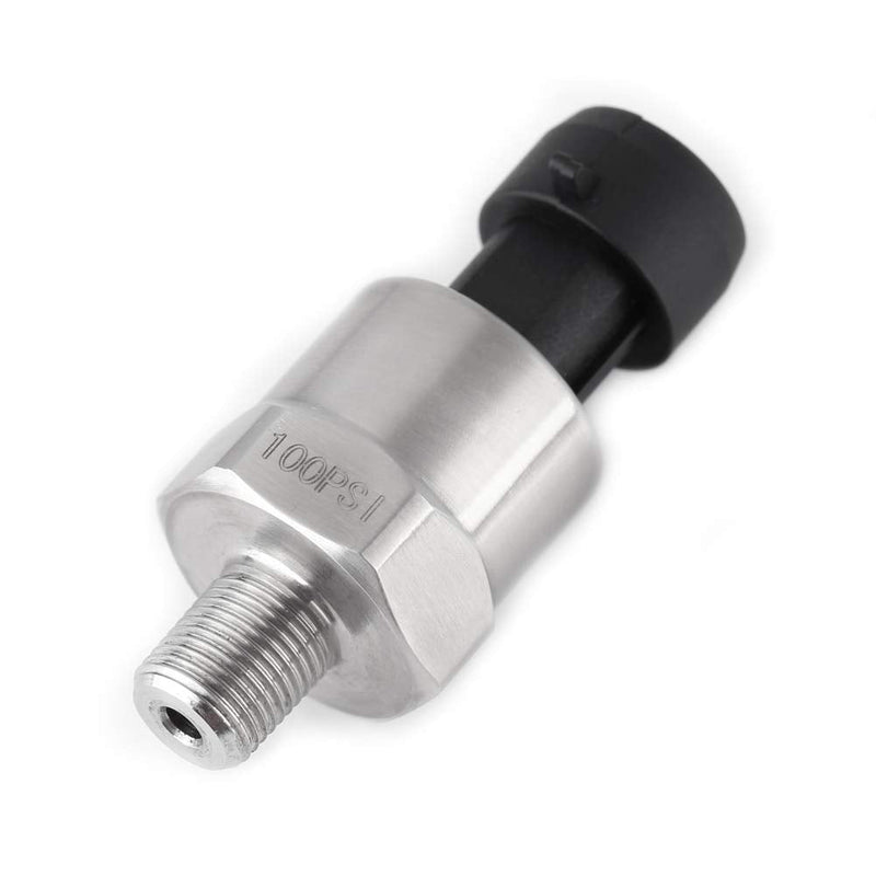 Pressure Transducer Sender Sensor for Oil Fuel 0.5-4.5V, Pressure Sender, 1/8"NPT Thread Stainless Steel, Compatible with Oil, Fuel, Air, Water(100PSI) 100PSI