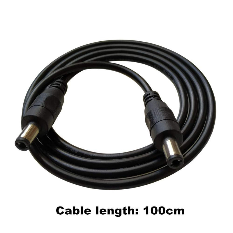 DZYDZR 2pcs 1 Meter 2.5mm x 5.5mm DC Extension Cable Black 22 AWG Copper Wire Male to Male Plug Max 24V 3A (3.3ft)