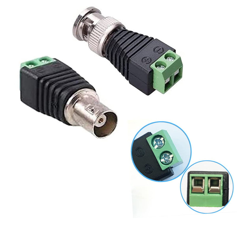 BNC Male and Female Plug Screw Terminal Connector, BNC to Cat5e Adapter Male Connectors and Solderless Female Video Balun Connector, for CCTV Surveillance Camera Terminal Plug - (10 Pcs) BNC screw male and female plug